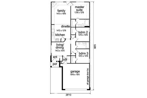 Floor Plan - Main Floor for Traditional House Plan #84-302 - 3 bed, 2 bath