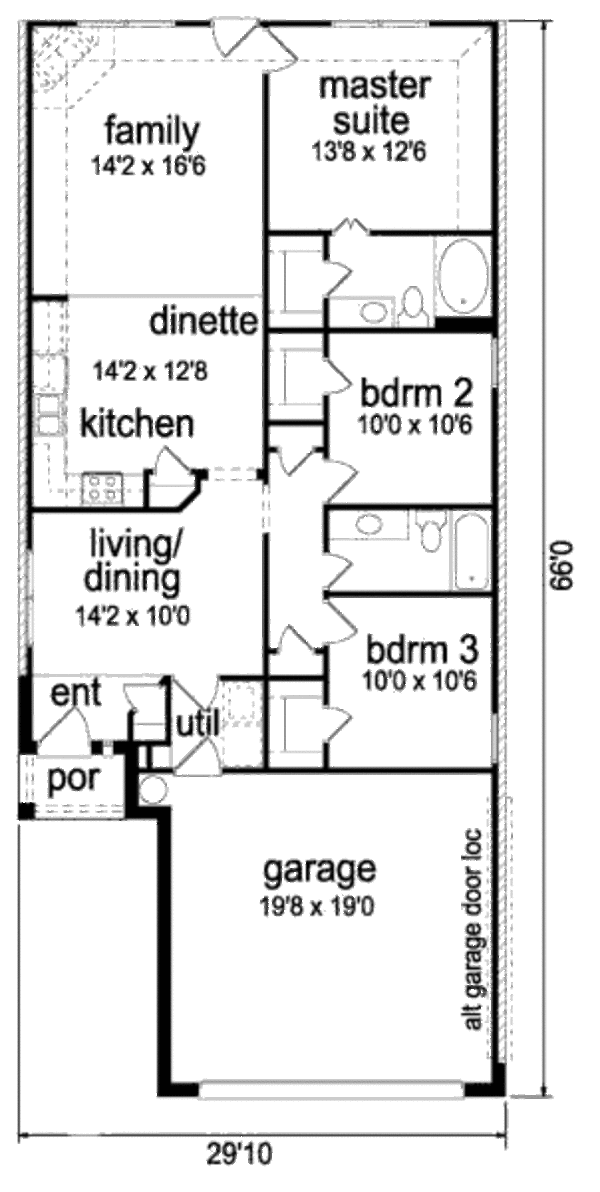 Traditional Style House Plan - 3 Beds 2 Baths 1327 Sq/Ft Plan #84-302 ...