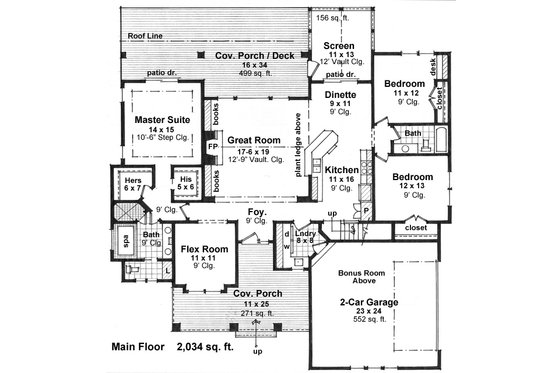 Traditional style house plan, floor plan