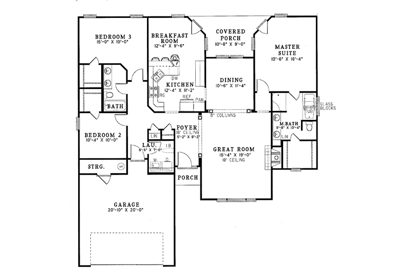 Home Plan - Floor Plan - Main Floor for European House Plan #17-2713 - 3 bed, 2 bath