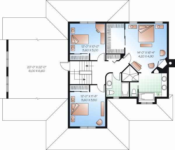 House Blueprint - Traditional Floor Plan - Upper Floor Plan #23-845