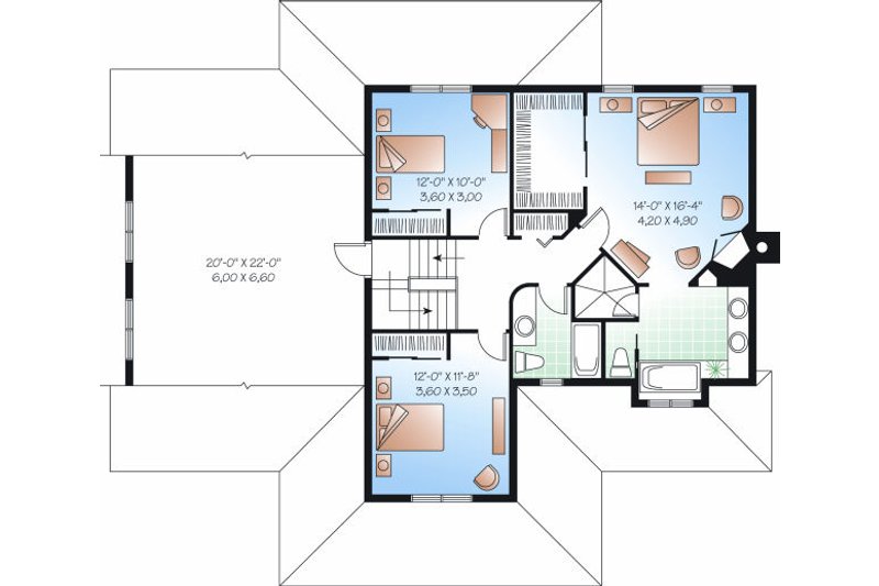 Home Plan - Floor Plan - Upper Floor for Traditional House Plan #23-845 - 3 bed, 2.5 bath