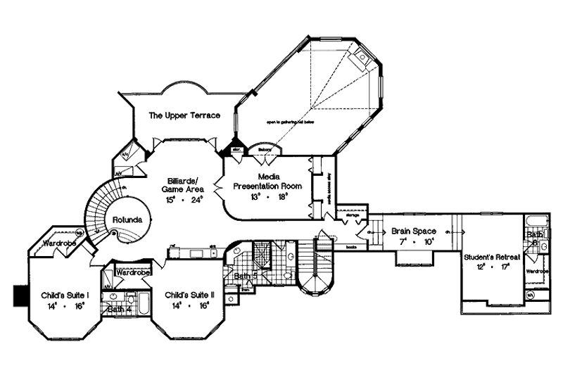 Dream House Plan - Floor Plan - Upper Floor for European House Plan #417-563 - 4 bed, 5 bath