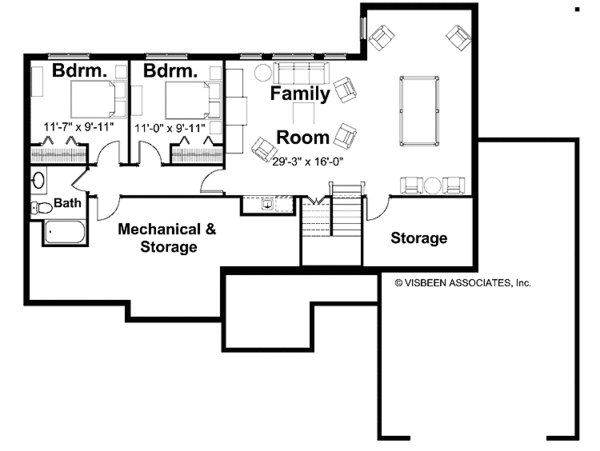 Craftsman Floor Plan - Lower Floor Plan #928-146