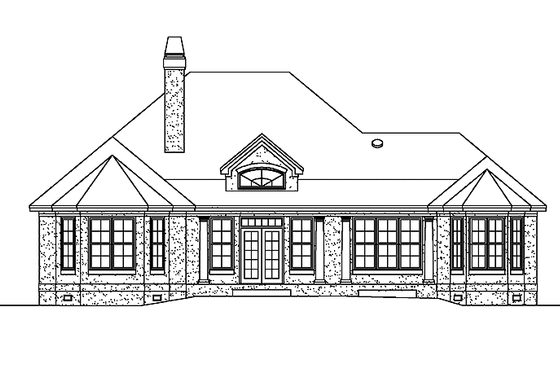Exterior - Rear Elevation for Mediterranean House Plan #929-591 - 3 bed, 2 bath