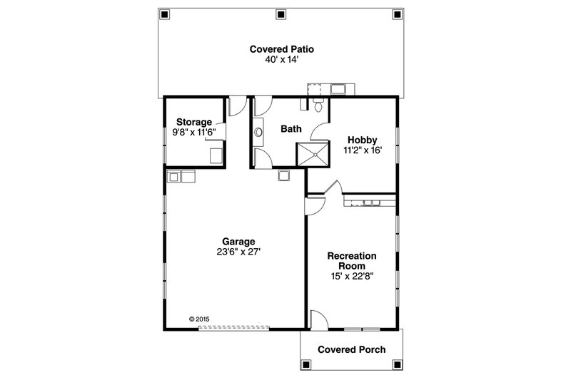 House Plan Design - Floor Plan - Main Floor for Craftsman House Plan #124-1072, 1 bath