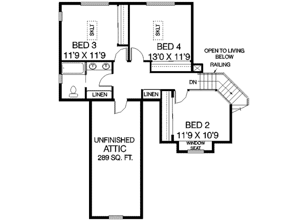 Traditional Floor Plan - Upper Floor Plan #60-242