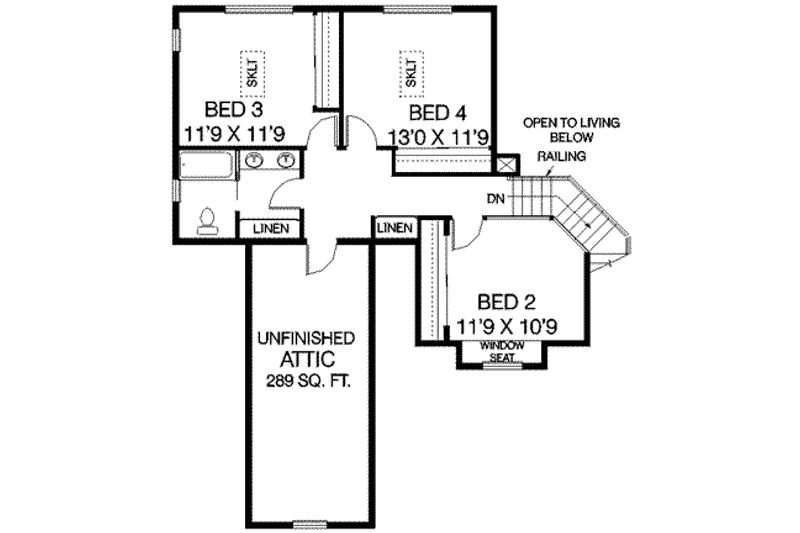 House Plan Design - Floor Plan - Upper Floor for Traditional House Plan #60-242 - 4 bed, 2.5 bath