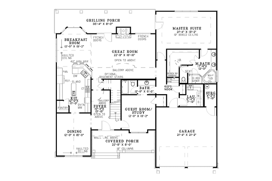 Floor Plan - Main Floor for Traditional House Plan #17-2698 - 4 bed, 3 bath