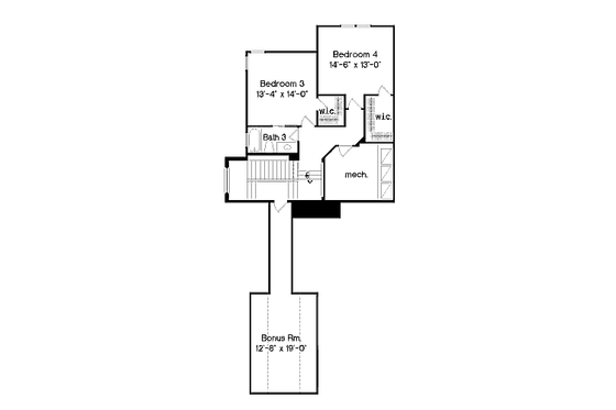 Floor Plan - Upper Floor for Southern House Plan #135-208 - 4 bed, 4 bath