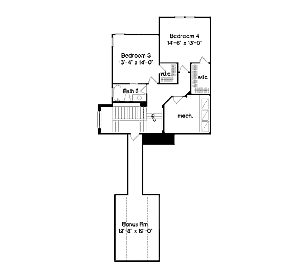 Southern Floor Plan - Upper Floor Plan #135-208