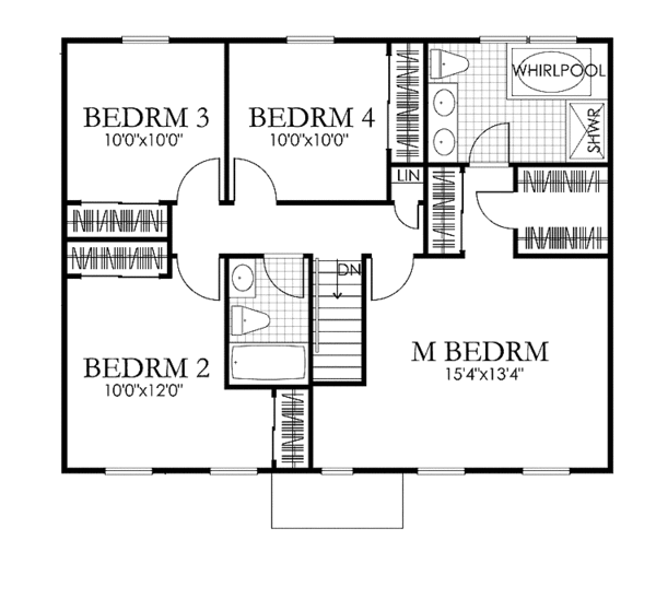 House Plan Design - Colonial Floor Plan - Upper Floor Plan #1029-4