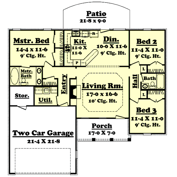 House Plan Design - Ranch Floor Plan - Main Floor Plan #430-9