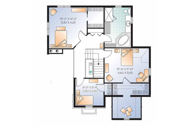 Architectural House Design - Floor Plan - Upper Floor for European House Plan #23-2539 - 3 bed, 1.5 bath