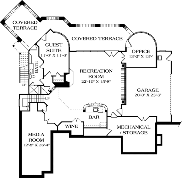 House Design - European Floor Plan - Lower Floor Plan #453-601