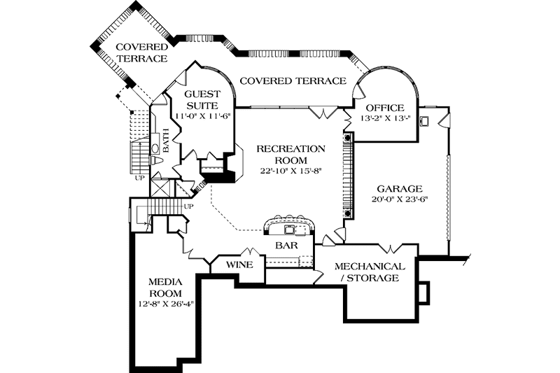 Home Plan - Floor Plan - Lower Floor for European House Plan #453-601 - 5 bed, 5 bath