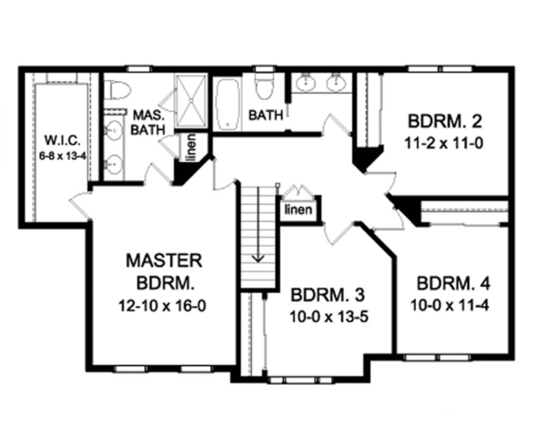 House Design - Colonial Floor Plan - Upper Floor Plan #1010-59
