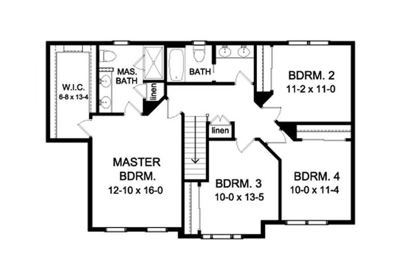 House Design - Floor Plan - Upper Floor for Colonial House Plan #1010-59 - 4 bed, 2.5 bath