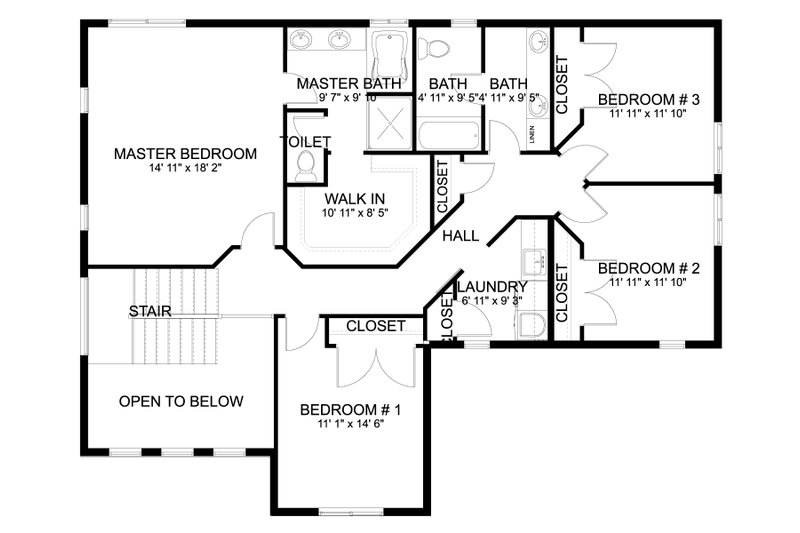 House Design - Floor Plan - Upper Floor for Craftsman House Plan #1060-215 - 4 bed, 2.5 bath