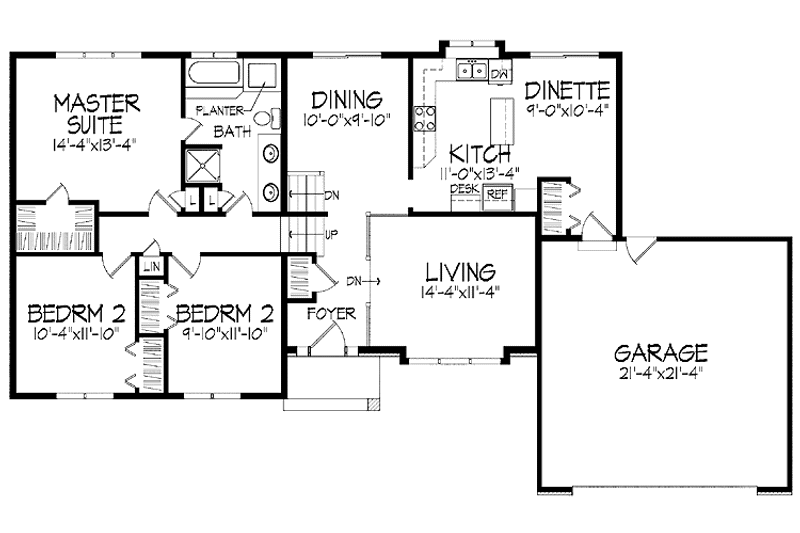Home Plan - Floor Plan - Main Floor for European House Plan #51-800 - 3 bed, 1 bath