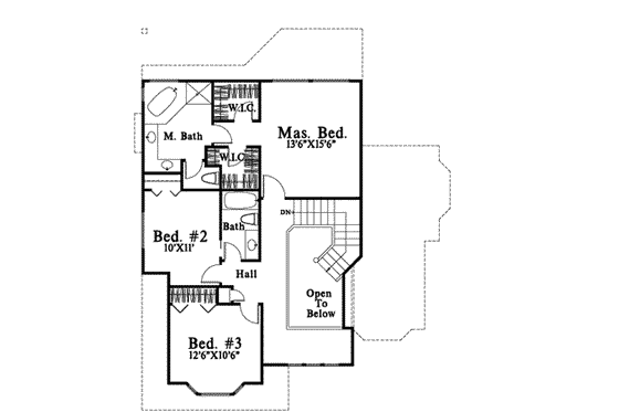 Floor Plan - Upper Floor for Traditional House Plan #78-196 - 3 bed, 2.5 bath