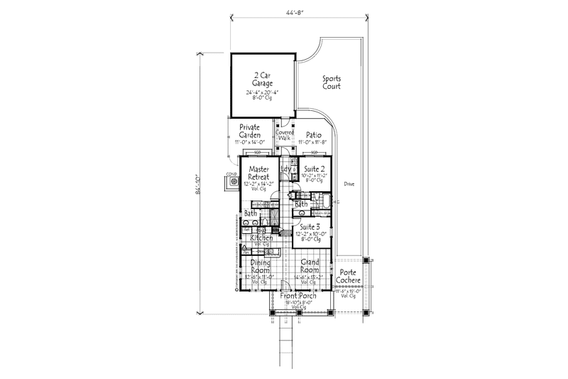 House Blueprint - Floor Plan - Main Floor for Craftsman House Plan #1007-19 - 3 bed, 2 bath