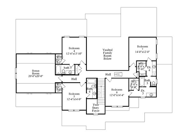 Traditional Floor Plan - Upper Floor Plan #69-424