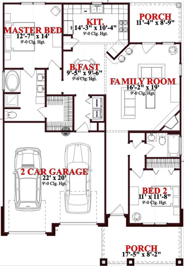 Bungalow Floor Plan - Main Floor Plan #63-236