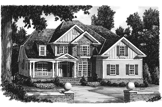 Exterior - Front Elevation 3 for Traditional House Plan #927-761 - 4 bed, 3.5 bath