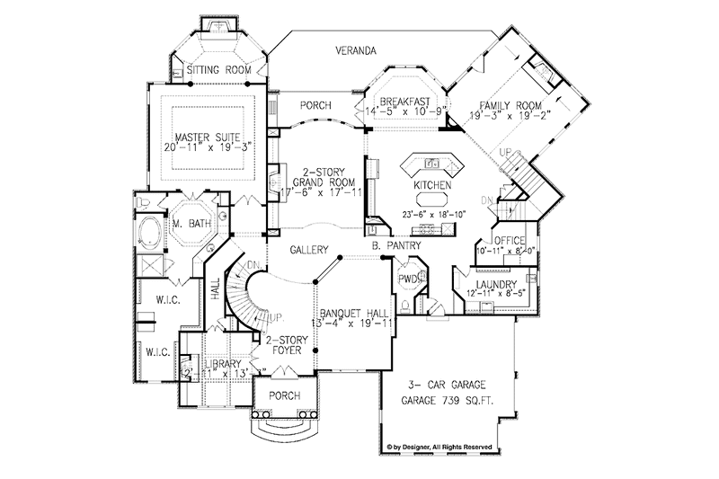 Home Plan - Floor Plan - Main Floor for European House Plan #54-279 - 4 bed, 4.5 bath