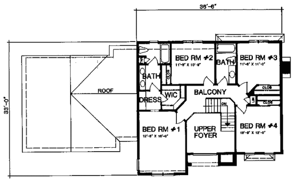 Home Plan - Country Floor Plan - Upper Floor Plan #1001-105