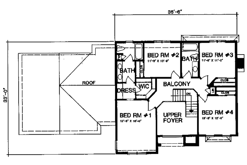 Dream House Plan - Floor Plan - Upper Floor for Country House Plan #1001-105 - 4 bed, 2.5 bath
