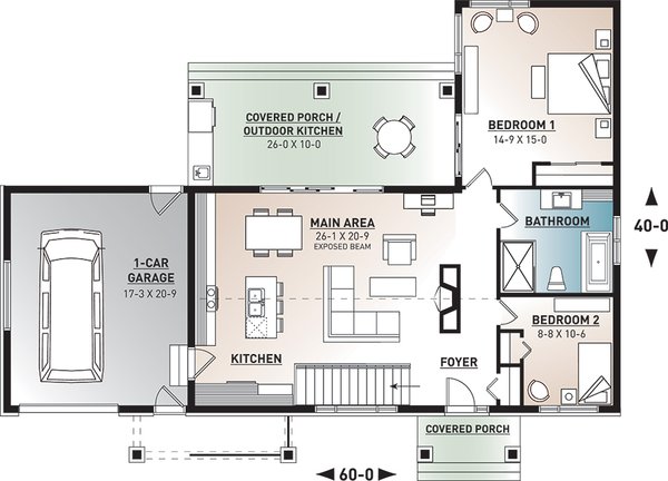 House Blueprint - Bungalow Floor Plan - Main Floor Plan #23-2797