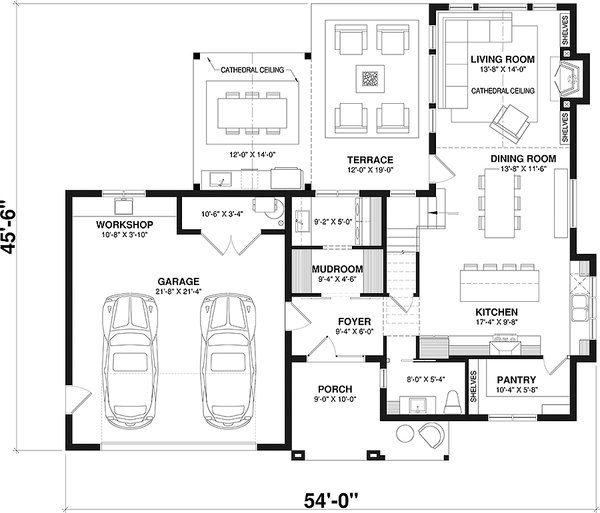 Architectural House Design - Farmhouse Floor Plan - Main Floor Plan #23-2848