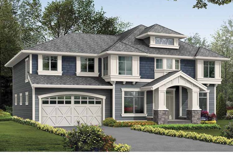 Home Plan - Exterior - Front Elevation 3 for Prairie House Plan #132-381 - 4 bed, 2.5 bath