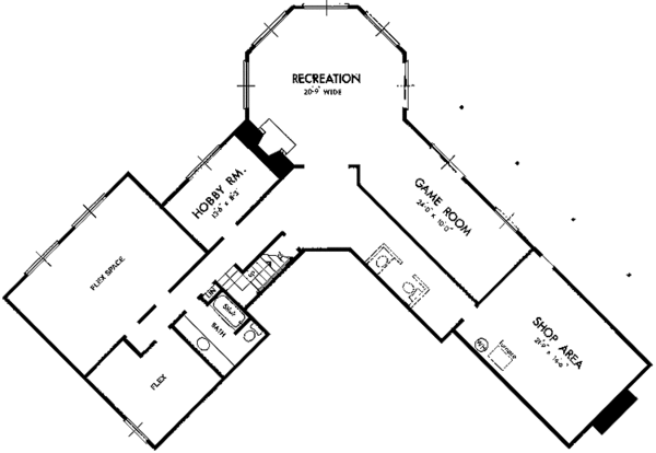 House Plan Design - Contemporary Floor Plan - Lower Floor Plan #320-1261