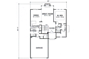 Floor Plan - Main Floor for European House Plan #67-315 - 3 bed, 2 bath