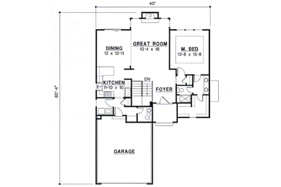 Floor Plan - Main Floor for European House Plan #67-315 - 3 bed, 2 bath