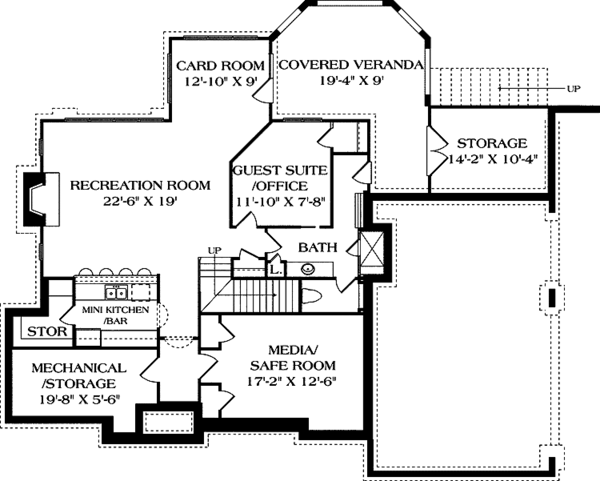 Architectural House Design - Country Floor Plan - Lower Floor Plan #453-166