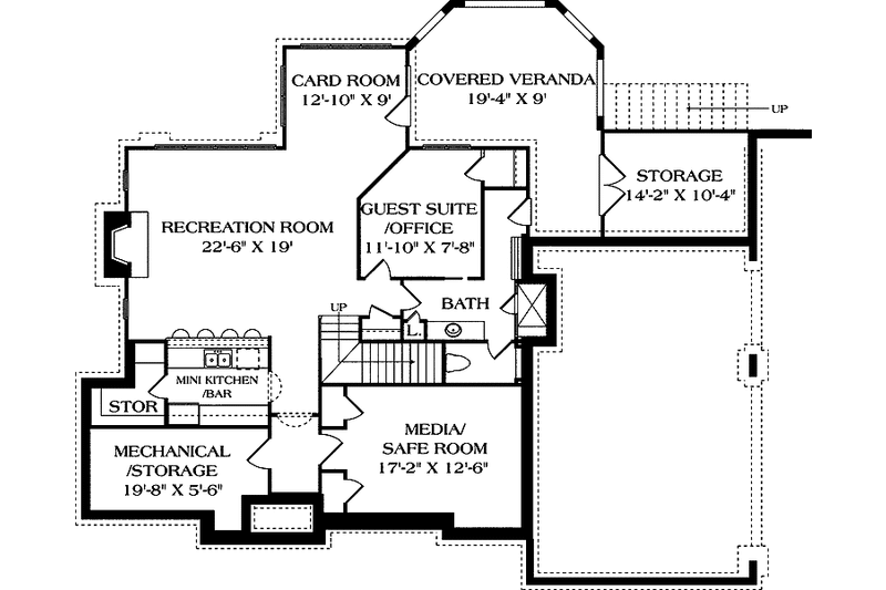 Home Plan - Floor Plan - Lower Floor for Country House Plan #453-166 - 4 bed, 4.5 bath