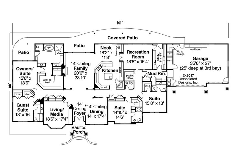 Dream House Plan - Floor Plan - Main Floor for European House Plan #124-600 - 4 bed, 4.5 bath