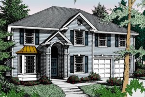 Colonial Exterior - Front Elevation Plan #94-218