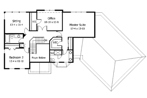Floor Plan - Upper Floor for Tudor House Plan #51-118 - 3 bed, 2.5 bath