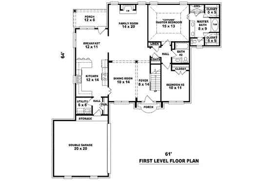 Floor Plan - Main Floor for European House Plan #81-1475 - 4 bed, 3 bath