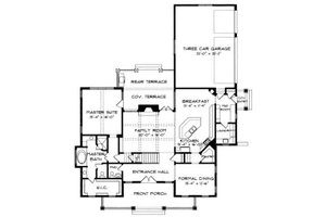 Floor Plan - Main Floor for Craftsman House Plan #413-105 - 4 bed, 3 bath