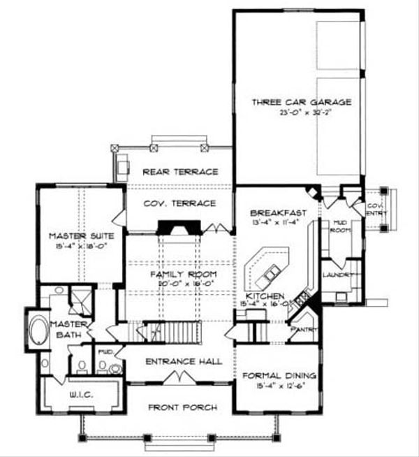 Architectural House Design - Craftsman Floor Plan - Main Floor Plan #413-105