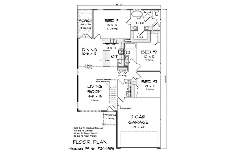House Design - Floor Plan - Main Floor 1 for Ranch House Plan #513-2292 - 3 bed, 2 bath