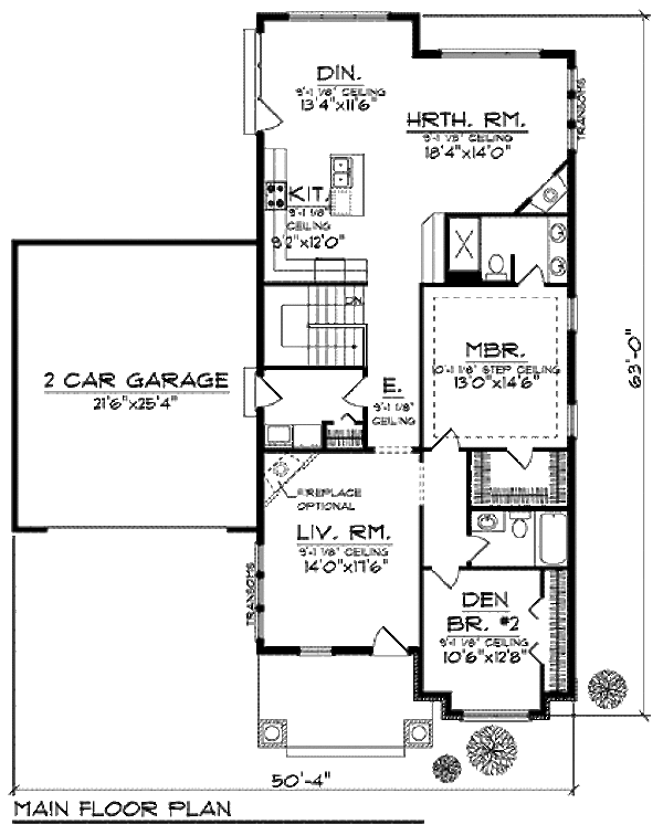 Home Plan - Ranch Floor Plan - Main Floor Plan #70-906