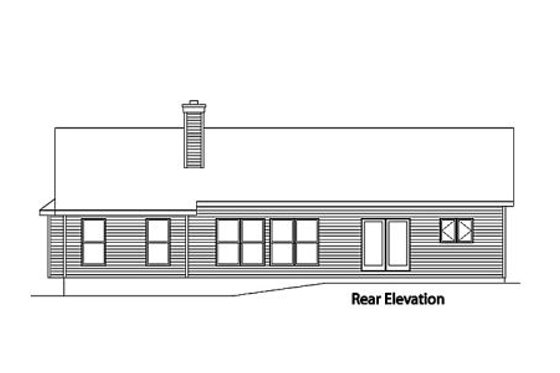 Exterior - Rear Elevation for Traditional House Plan #22-418 - 3 bed, 2 bath
