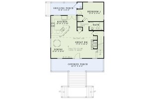 Floor Plan - Main Floor for Cabin House Plan #17-2356 - 2 bed, 2 bath